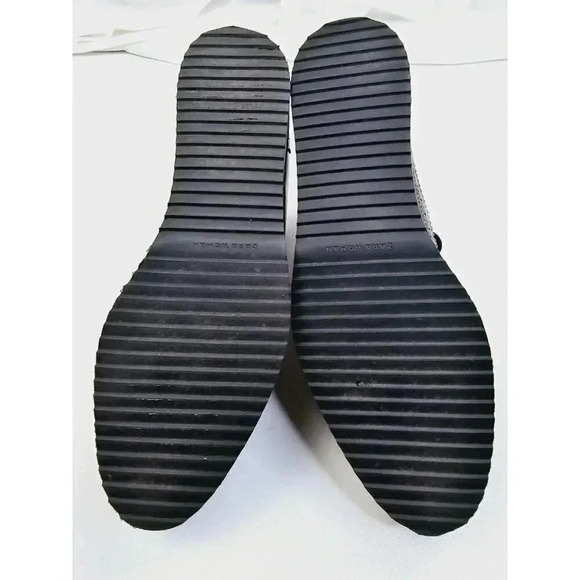 Zara Women's Size 40 (US 9.5-10) Charcoal Gray Wingtip Playform Lace Up Shoes - Picture 7 of 14